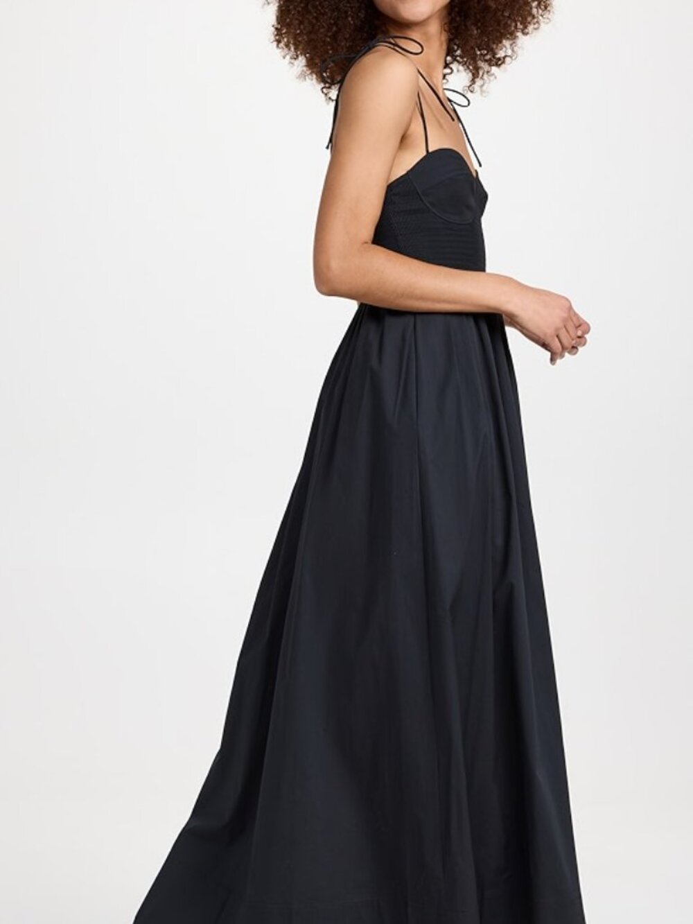 Staud Landry Shoulder-Tie Smocked Maxi Dress Size L NWT - Picture 2 of 16